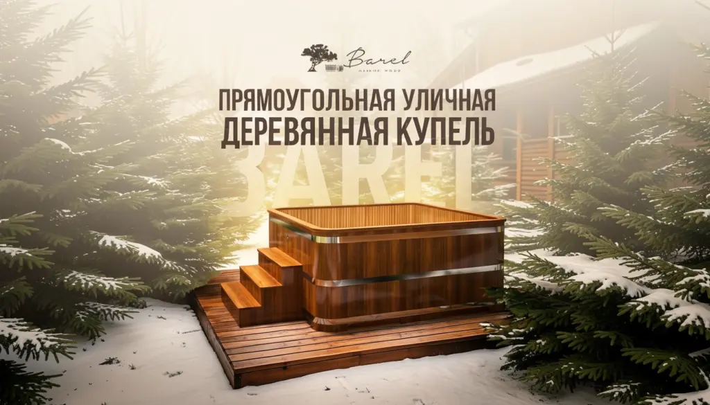Прямоугольная уличная деревянная купель