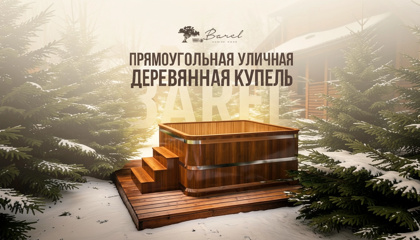 Прямоугольная уличная деревянная купель